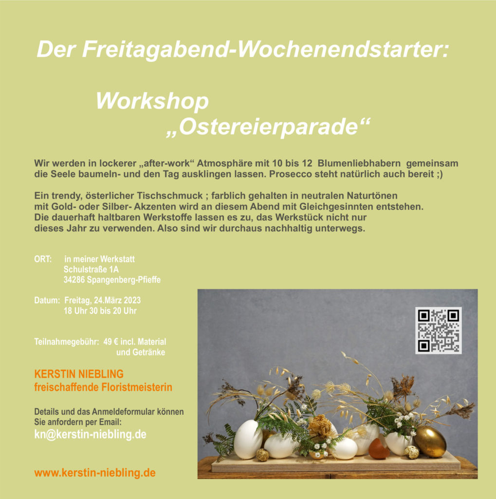 Workshop ,Ostern, lernen vom Profi, Florales, Blumendeko